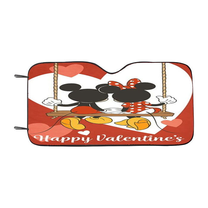 Love Is In Swing Mickey Mouse And Minnie Mouse Car Auto Sun Shade Windshield Cover