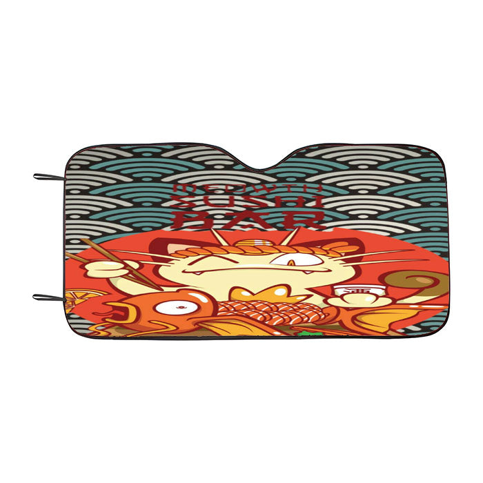 Meowth Sushi Pokemon Artwork Car Auto Sun Shade Windshield Cover