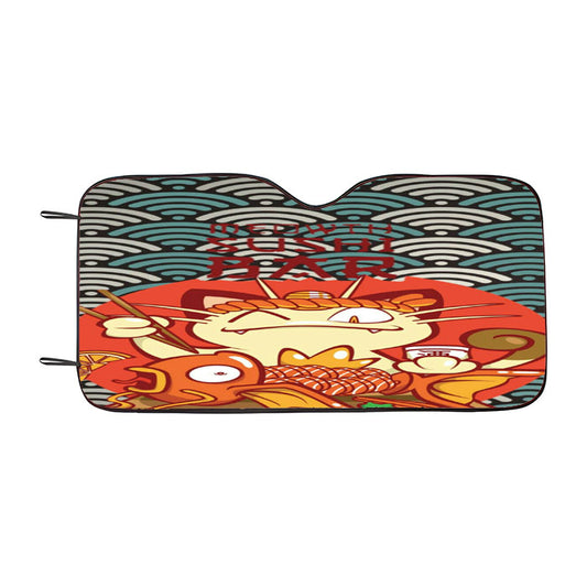 Meowth Sushi Pokemon Artwork Car Auto Sun Shade Windshield Cover