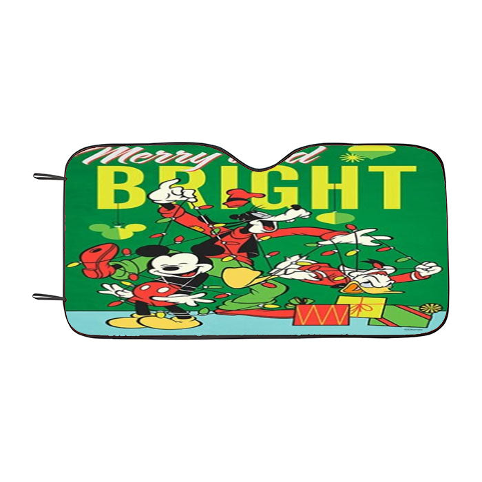Merry And Bright Mickey And Pals Car Auto Sun Shade Windshield Cover
