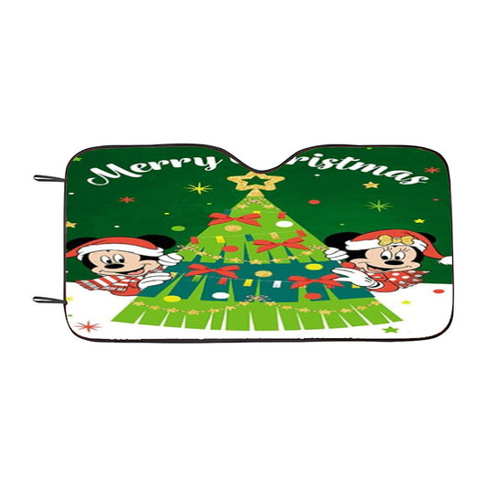 Merry Christmas Mickey And Minnie Tree Car Auto Sun Shade Windshield Cover