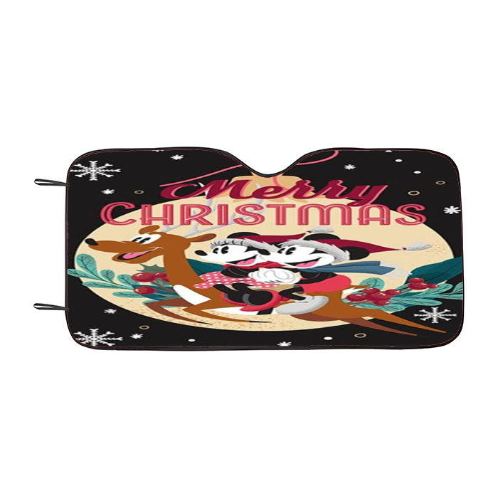 Merry Christmas Reindeer Mickey And Minnie Car Auto Sun Shade Windshield Cover