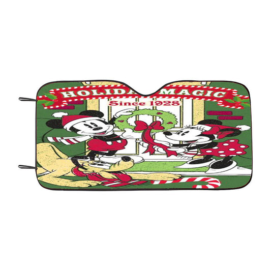 Mickey, Minnie, Pluto Holiday Magic Car Auto Sun Shade Windshield Cover