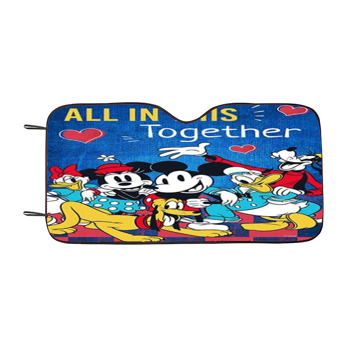 Mickey And Friends Together Car Auto Sun Shade Windshield Cover