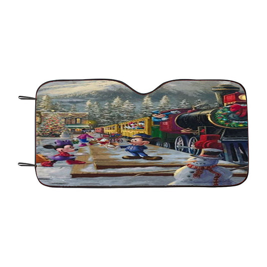 Mickey And Minnie Candy Cane Express Car Auto Sun Shade Windshield Cover