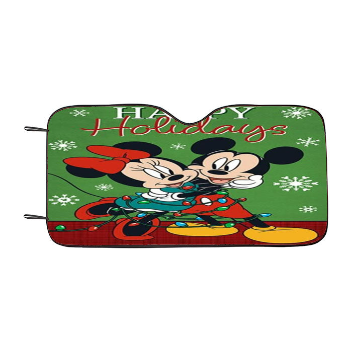 Mickey And Minnie Christmas Light Tangle Car Auto Sun Shade Windshield Cover