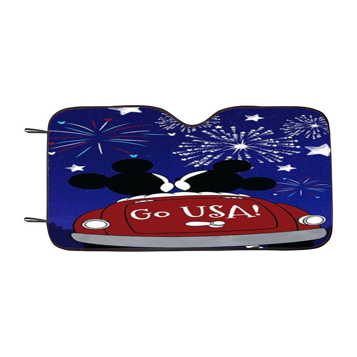Mickey And Minnie Fireworks Car Auto Sun Shade Windshield Cover