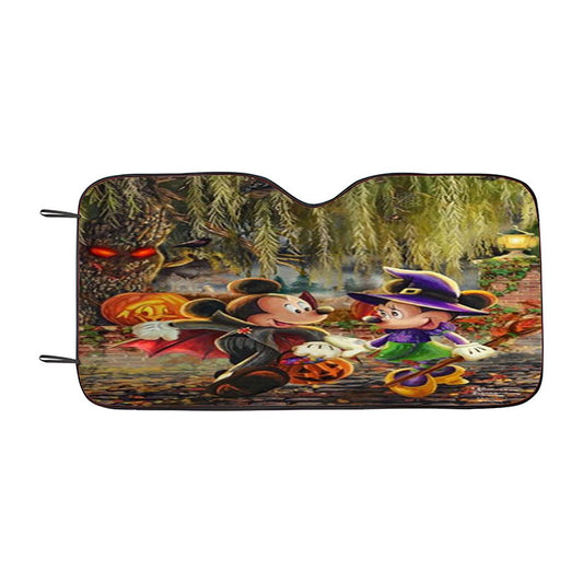 Mickey And Minnie Halloween Fun Car Auto Sun Shade Windshield Cover