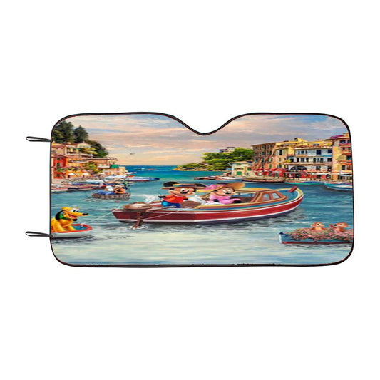 Mickey And Minnie In Italy Car Auto Sun Shade Windshield Cover