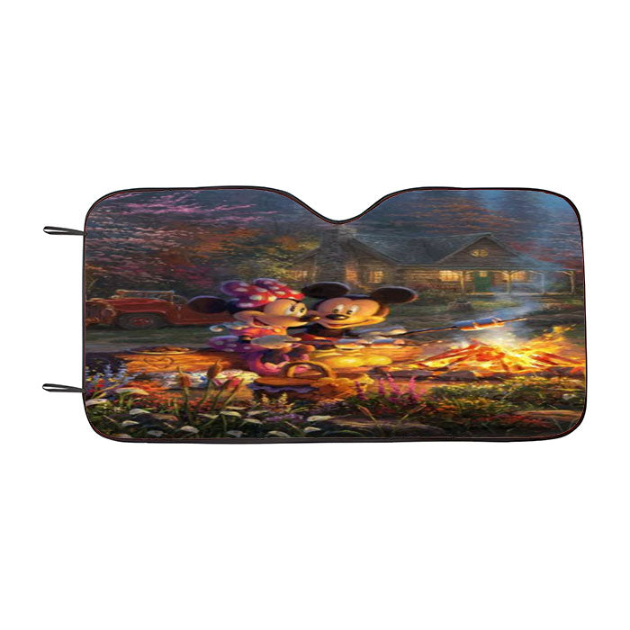 Mickey And Minnie Sweetheart Campfire Car Auto Sun Shade Windshield Cover