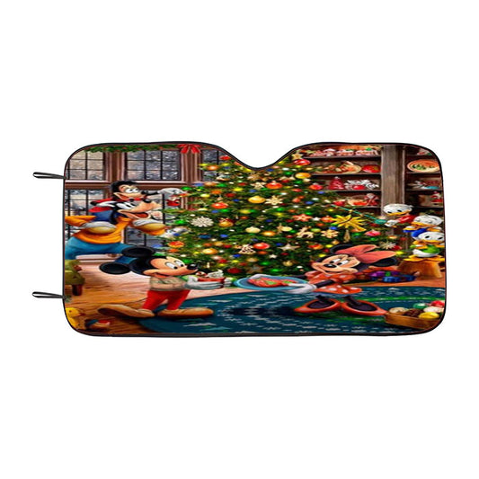 Mickey And Minnie Trimming The Tree Car Auto Sun Shade Windshield Cover