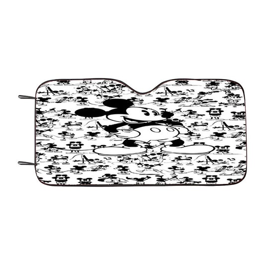 Mickey Mouse Black White Cartoon Collage Car Auto Sun Shade Windshield Cover