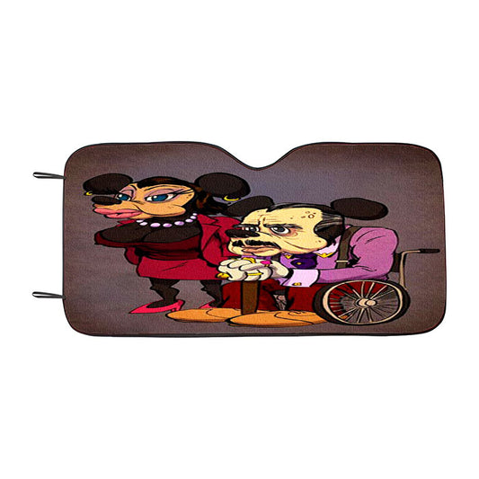 Mickey Mouse Old Age Canvas Painting Car Auto Sun Shade Windshield Cover