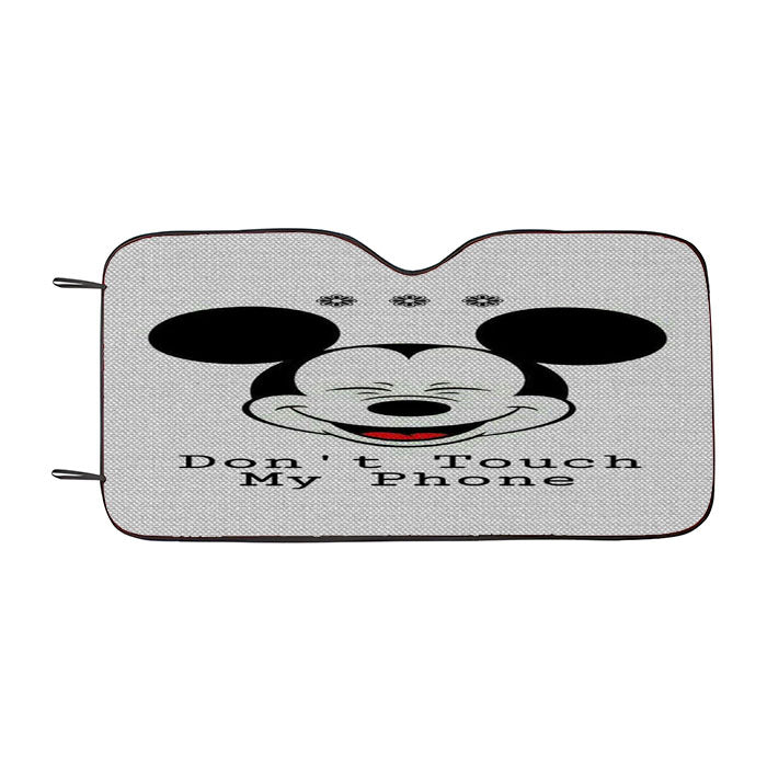 Mickey Mouse Saying Dont Touch My Phone Car Auto Sun Shade Windshield Cover