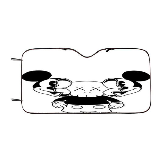 Mickey Mouse X Kaws Siluet Bw Car Auto Sun Shade Windshield Cover