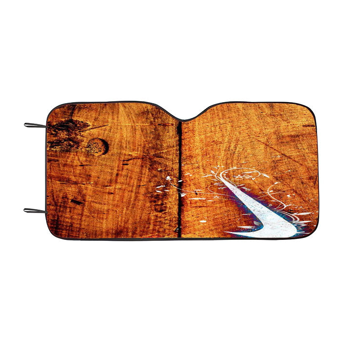 Nike Logo In Wood Car Auto Sun Shade Windshield Cover