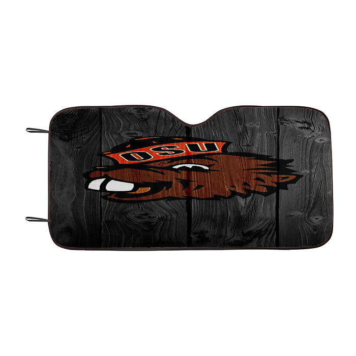 Oregon State Beavers University Logo Dark Wood Wallpaper Car Auto Sun Shade Windshield Cover