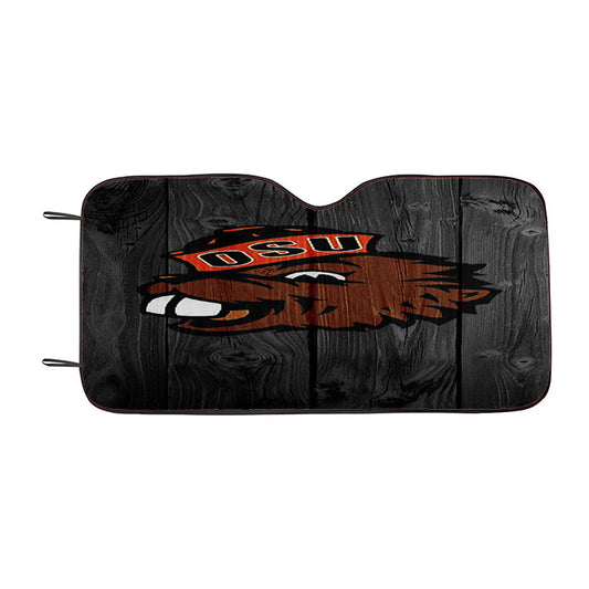 Oregon State Beavers University Logo Dark Wood Wallpaper Car Auto Sun Shade Windshield Cover