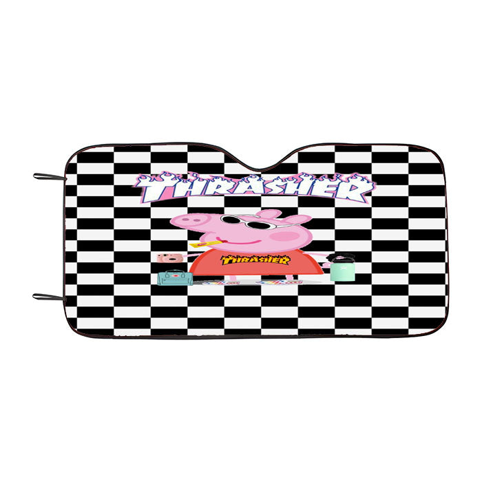 Peppa Pig Hypebeast Checkered Rainbow Car Auto Sun Shade Windshield Cover