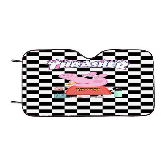 Peppa Pig Hypebeast Checkered Rainbow Car Auto Sun Shade Windshield Cover