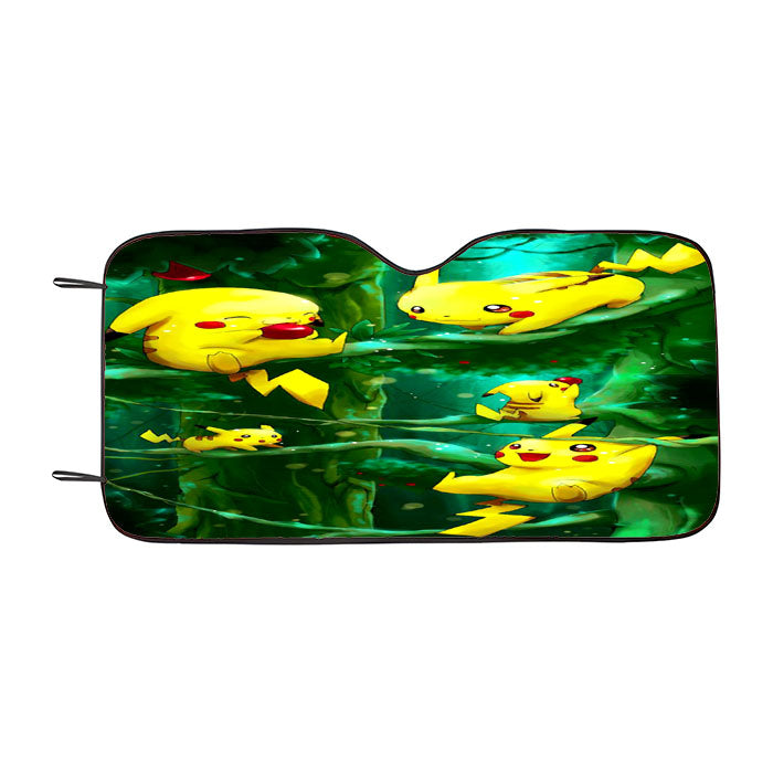 Pikachu Collection In The Forest Car Auto Sun Shade Windshield Cover