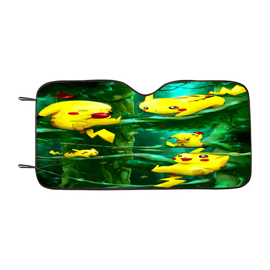 Pikachu Collection In The Forest Car Auto Sun Shade Windshield Cover