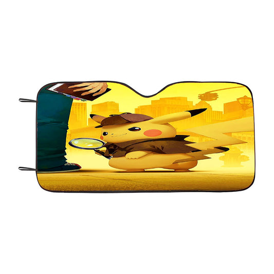 Pikachu Detective Cartoon Movie Car Auto Sun Shade Windshield Cover