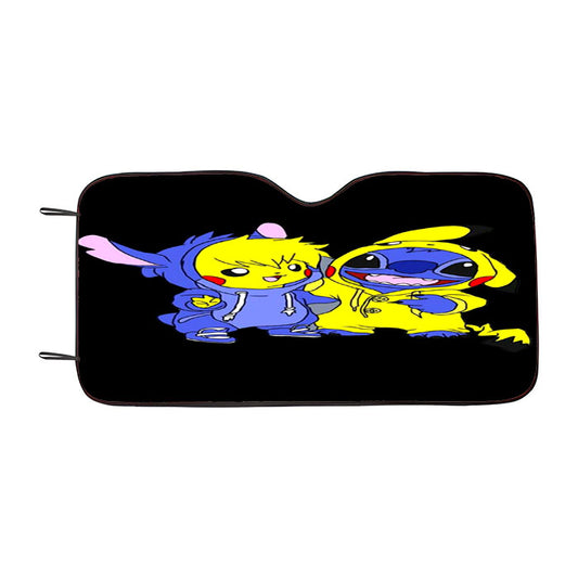 Pikachu X Stitch Car Auto Sun Shade Windshield Cover