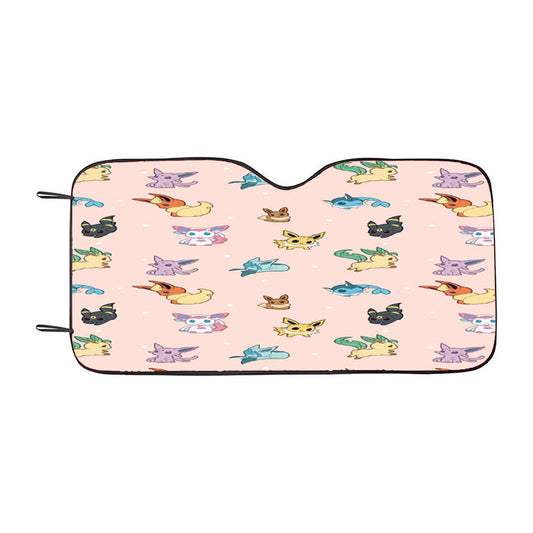 Pokemon Eevee Evolution Pattern Car Auto Sun Shade Windshield Cover