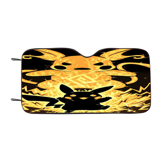Pokemon Electric Pikachu And Raichu Car Auto Sun Shade Windshield Cover
