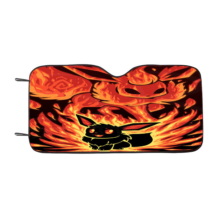 Pokemon Evolution Eevee To Flareon Car Auto Sun Shade Windshield Cover