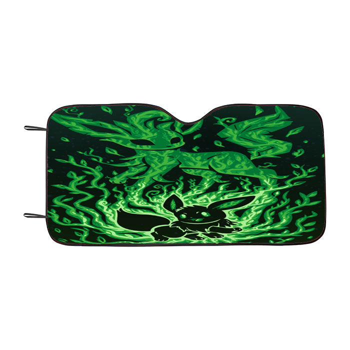 Pokemon Evolution Eevee To Leafeon Car Auto Sun Shade Windshield Cover