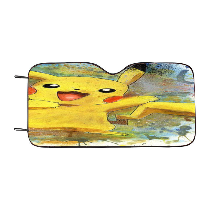 Pokemon Pikachu Water Color Splash Car Auto Sun Shade Windshield Cover