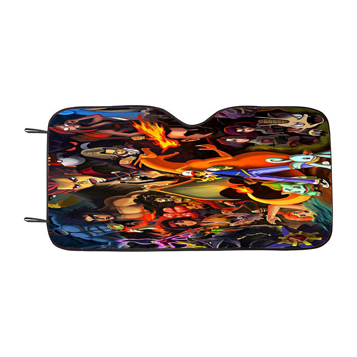 Pokemon Xy All Monsters Art Car Auto Sun Shade Windshield Cover