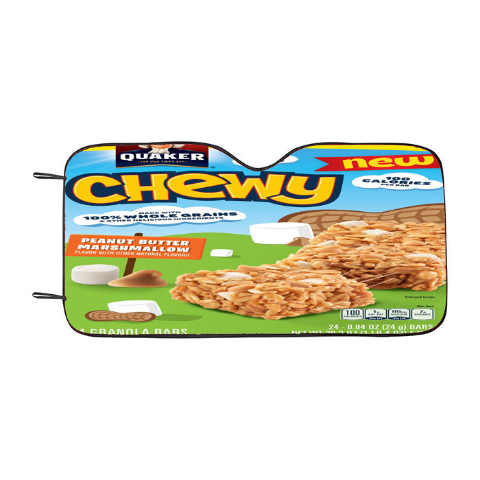 Quaker Chewy Granola Bars Peanut Butter Marshmallow Car Auto Sun Shade Windshield Cover