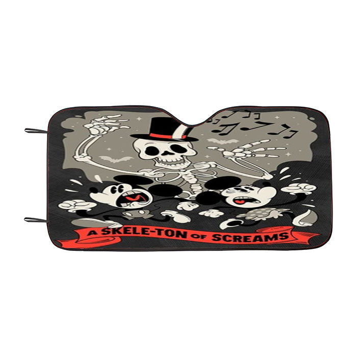 Skeleton Of Screams Mickey & Minnie Car Auto Sun Shade Windshield Cover