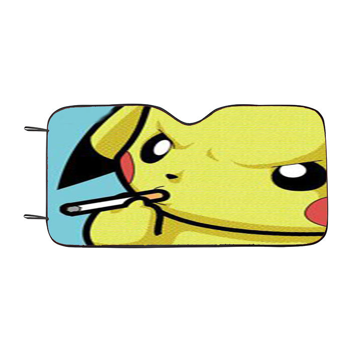 Smoking Pikachu Car Auto Sun Shade Windshield Cover