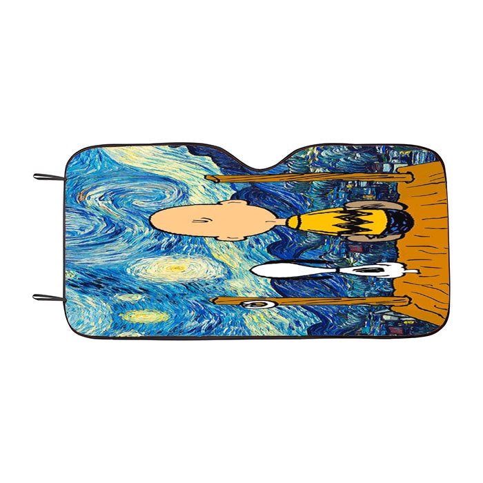 Snoopy And Charlie And Starry Night Car Auto Sun Shade Windshield Cover