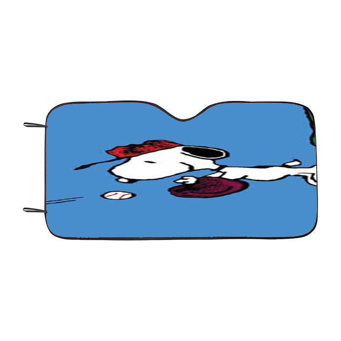 Snoopy Baseball Catch Car Auto Sun Shade Windshield Cover