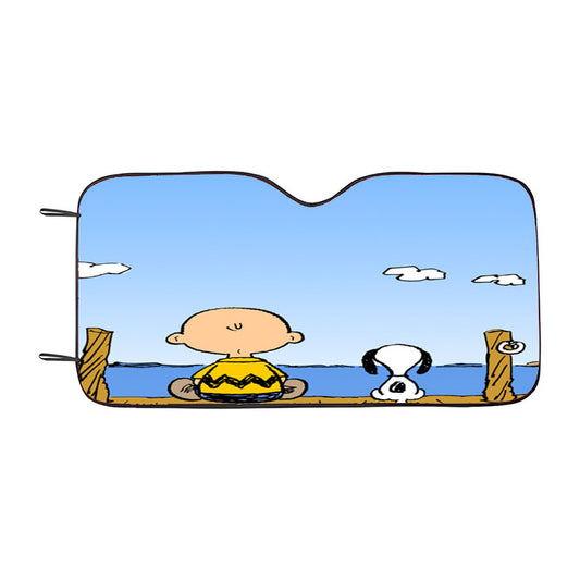 Snoopy Fishing Car Auto Sun Shade Windshield Cover
