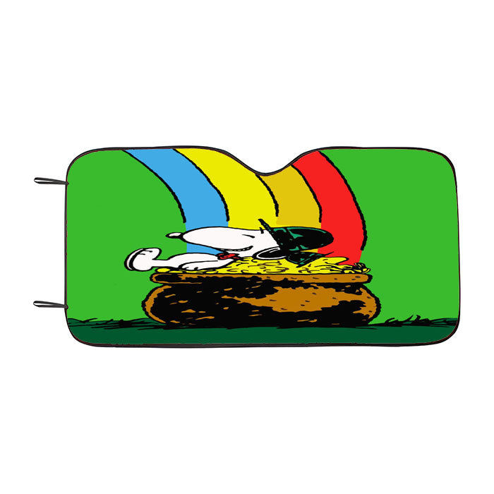 Snoopy Green Rainbow St Patricks Day Car Auto Sun Shade Windshield Cover