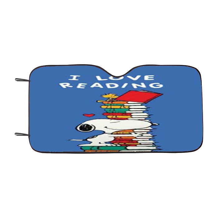 Snoopy I Love Reading Car Auto Sun Shade Windshield Cover