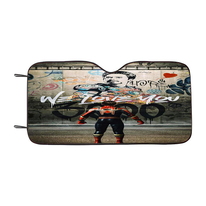 Spiderman We Love You 000 Iron Man Car Auto Sun Shade Windshield Cover