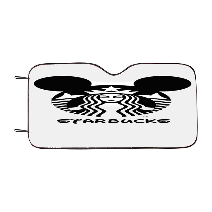 Starbucks Minnie Mouse Logo Black Car Auto Sun Shade Windshield Cover