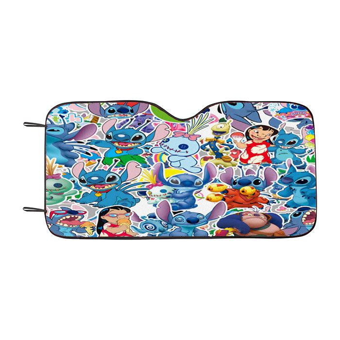 Stitch And Lilo Ohana Sticker Collage Car Auto Sun Shade Windshield Cover