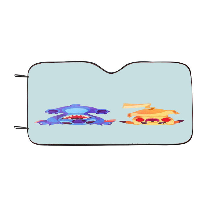 Stitch And Pikachu Minimalist Car Auto Sun Shade Windshield Cover