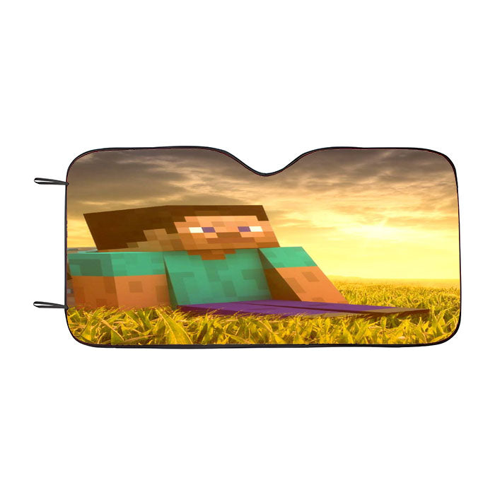 Sunset With Minecraft Car Auto Sun Shade Windshield Cover
