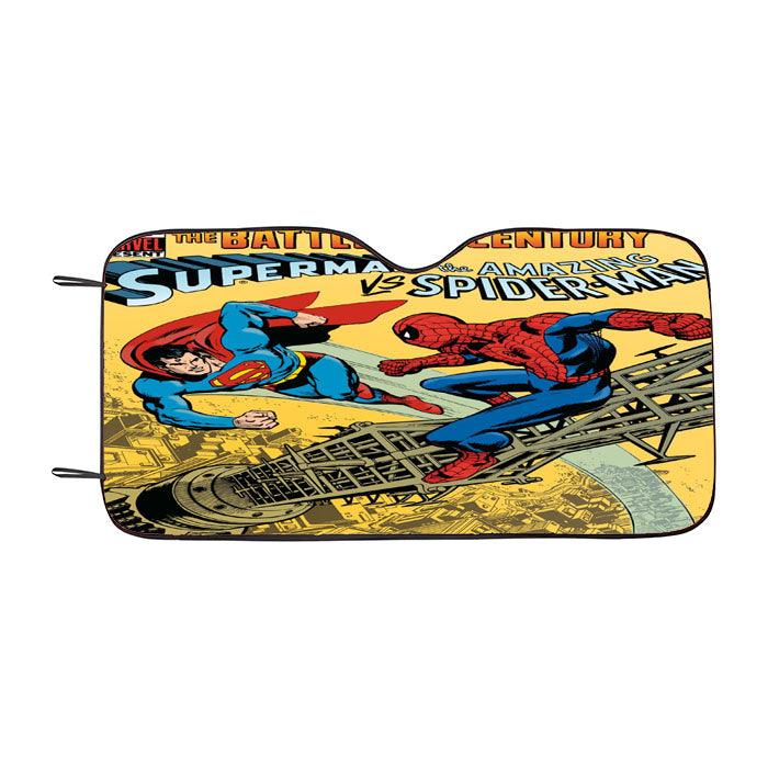 Superman Vs Spiderman Vintage Story Book Cover Car Auto Sun Shade Windshield Cover