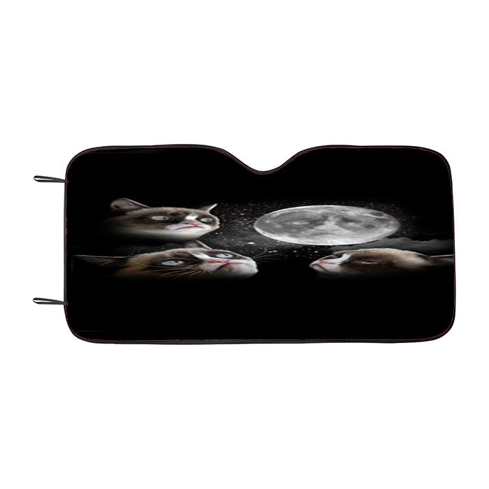 Three Grumpy Cat Moon Car Auto Sun Shade Windshield Cover