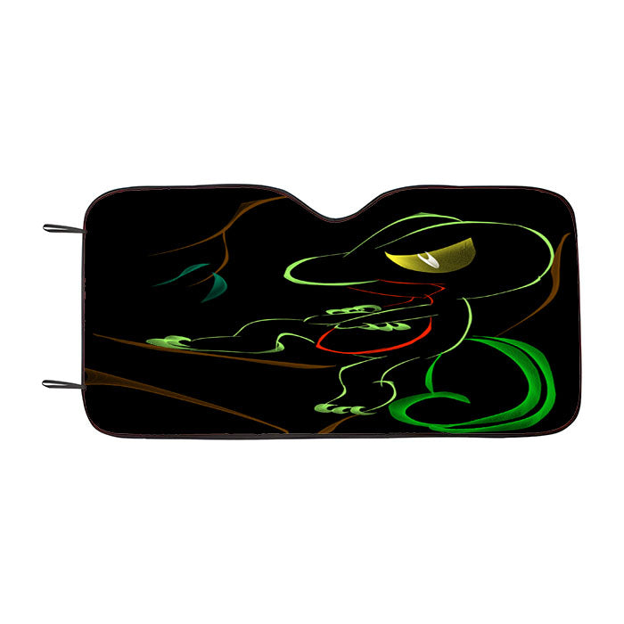 Treecko Mudkip Pokemon Line Art On Black Car Auto Sun Shade Windshield Cover
